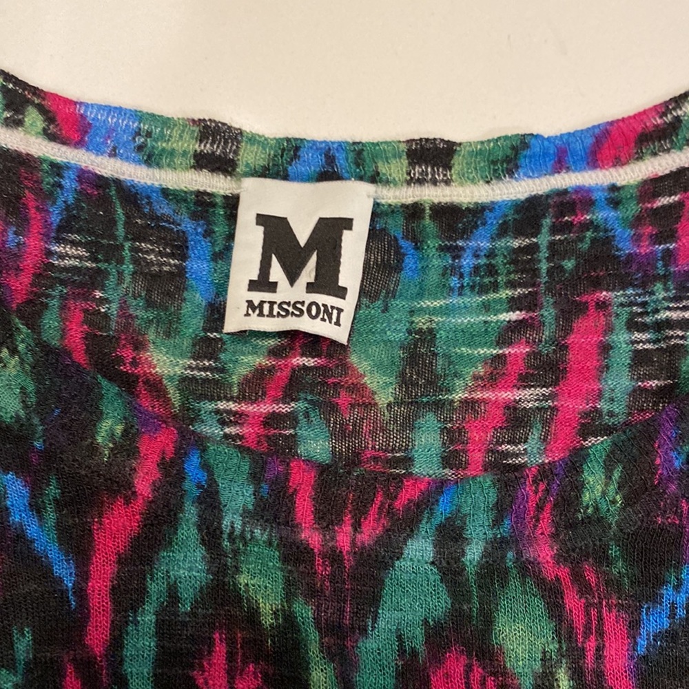 Missoni designer luxury knit colorful long sleeve knit top Medium artsy graphic - Picture 2 of 4
